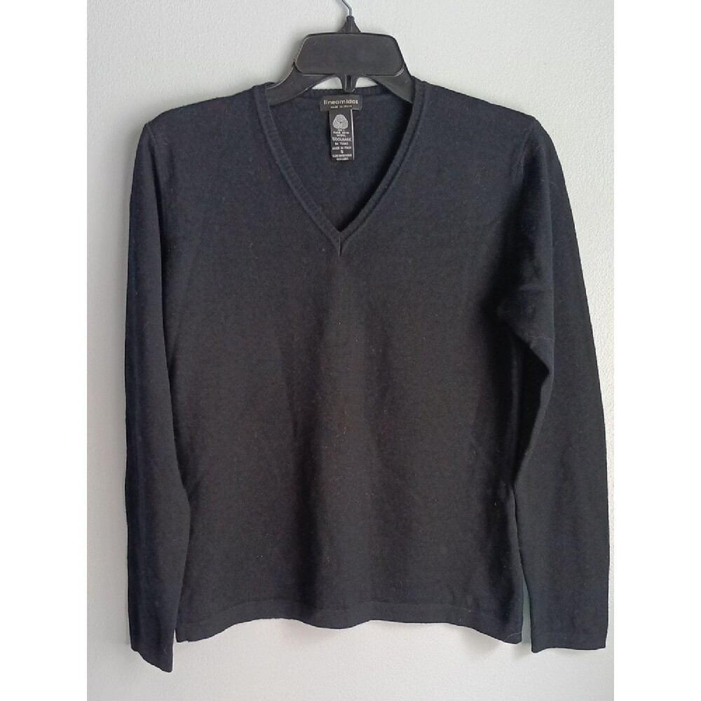 Lineamidas Black Wool Fine Vneck Sweater